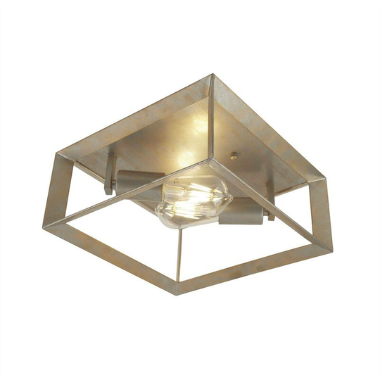 Searchlight Heaton - 2 Light Flush Ceiling Light Silver, Gold, E27