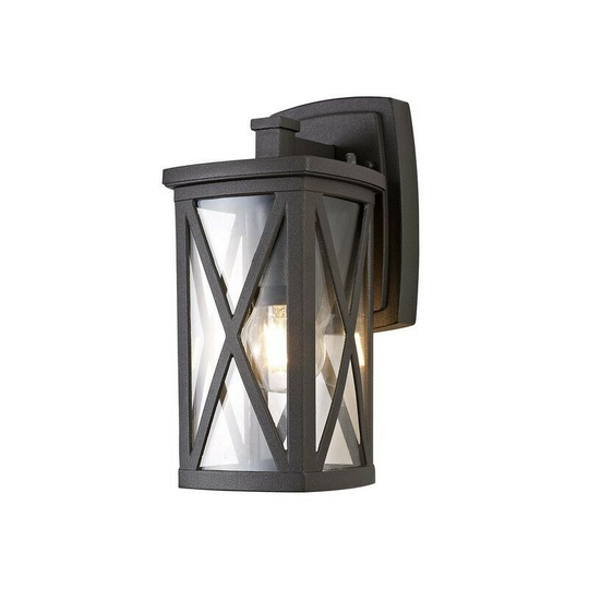 Down Criss Cross Wall Lamp, 1 x E27, IP54, Anthracite, Clear Glass - Luminosa Lighting