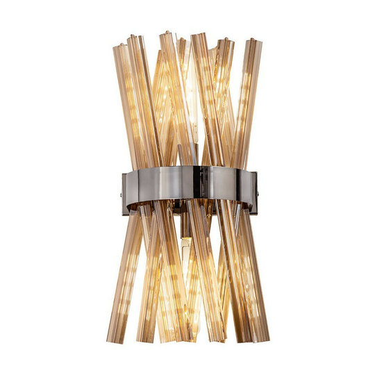 Luminosa 2 Light E14, Wall Light E14, Polished Nickel , Champagne Glass