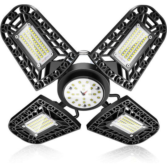 Aougo - Led workshop light, 16800 lumens 120W 6000K garage light with 4+1 aluminum wings, 120 degree wide angle adjustable, IP64 design workshop