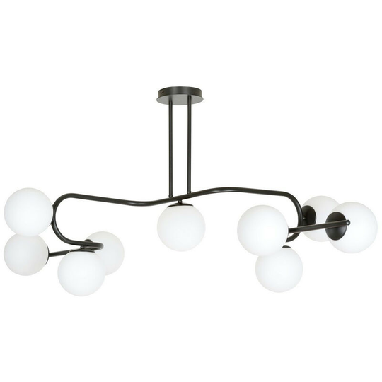 Emibig Ragi Black Globe Ceiling Light with White Glass Shades, 9x E14