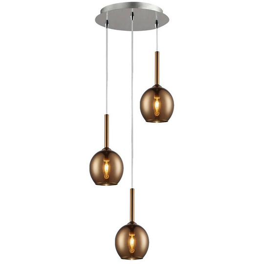 Zumaline Monic Cluster Pendant Ceiling Light, Copper, 3x E14