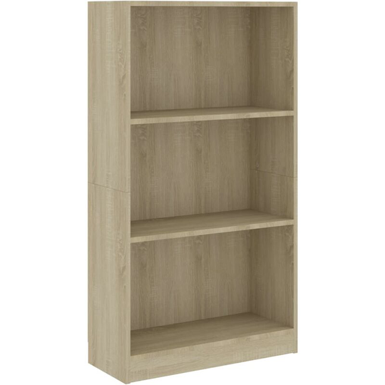 3-Tier Book Cabinet Sonoma Oak 60x24x109 cm Engineered Wood Vidaxl Brown