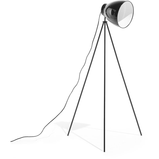 Modern Tripod Floor Lamp Metal Scandinavian Adjustable Lampshade Black Tamega - Black
