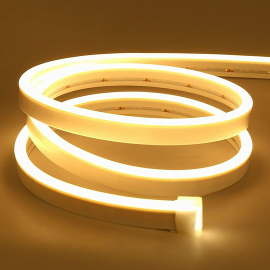 Aougo - 2M led, Dimmable 12V 3000K Warm White Neon led Strips, IP67 Waterproof Flexible, diy Silicone Led Light Strip with Power Supply and