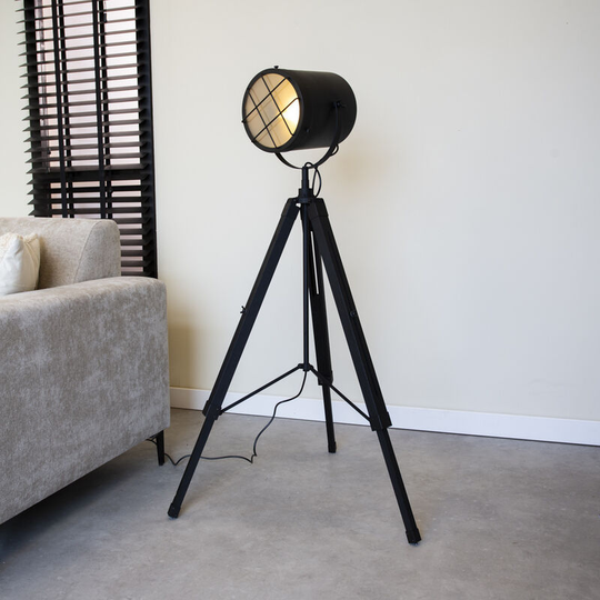 Furnwise - Industrial Floor Lamp Pesaro Black Tripod - Black