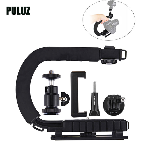 Puluz - U-Shaped Portable Handheld Camera Holder Video Handle dv Bracket C-Shaped Steadicam Stabilizer Kit for All slr Cameras and Home dv Camera