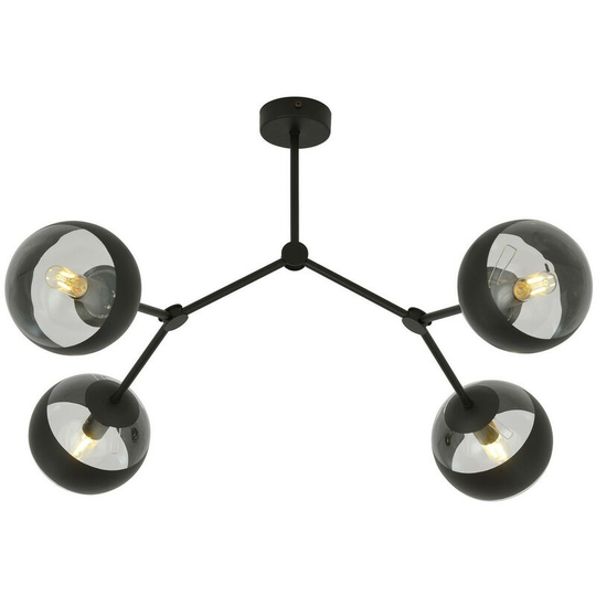 Emibig Space Black Globe Ceiling Light with Clear,Black Glass Shades, 4x E14