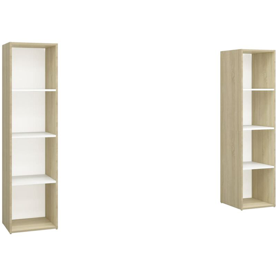 Tv Cabinets 2 pcs White & Sonoma Oak 142.5x35x36.5 cm Engineered Wood Vidaxl White