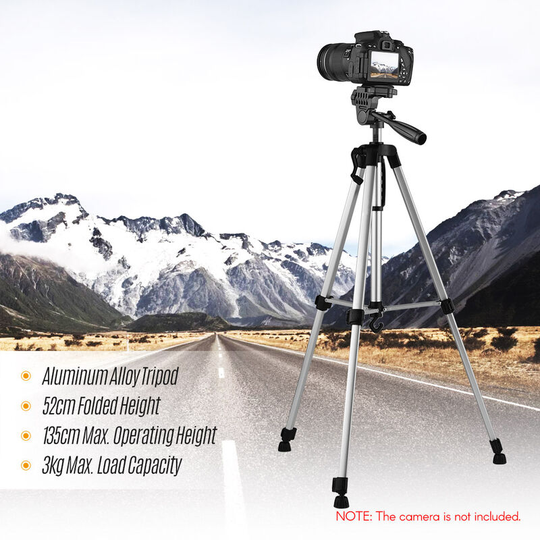 Andoer2 - Andoer Lightweight Photography Tripod Stand Aluminum Alloy 3kg Load Capacity Max. Height 135cm/53in with Carry Bag Phone Holder for dslr