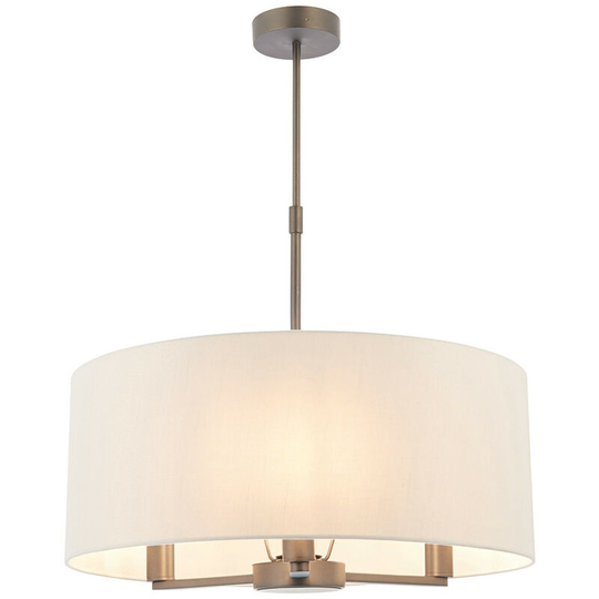 Multi Arm Cylindrical Pendant Light Antique Bronze Plate, Marble Fabric