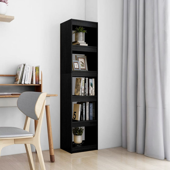 Asupermall - Book Cabinet/Room Divider Black 40x30x167.5 cm Solid Pinewood