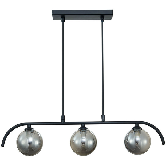 Spring Contemporary Bar Pendant Ceiling 3 Light Black, Glass