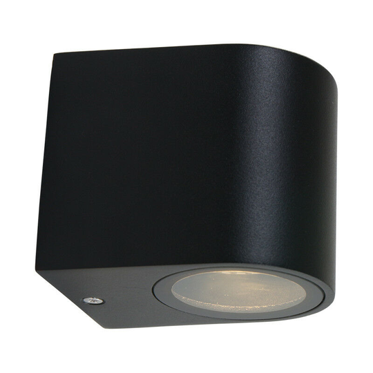 Sienna Outdoor Down Wall Light Black Matt, Glass Transparent IP44