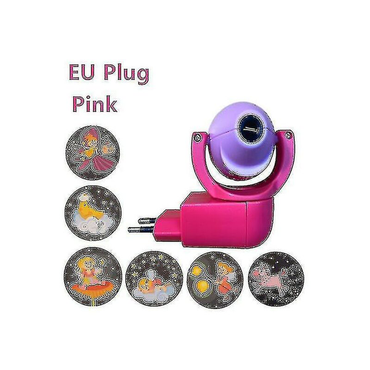 Thsinde - Led Projector Star Moon Animal Projector 6 Images Sensor Eu Plug Night Light Lamp For Kids Children Baby Bedroom Decoration Pink