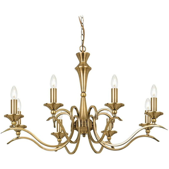 Endon Collection Lighting - Endon Kora - 8 Light Chandelier Antique Brass Finish, E14