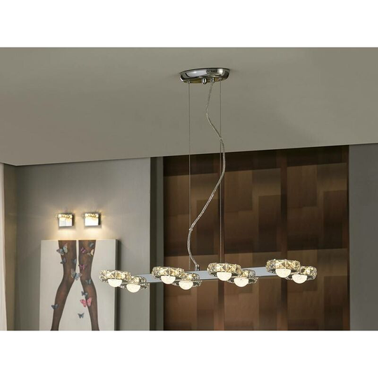 Schuller Suria - Integrated led 8 Light Crystal Bar Ceiling Pendant Chrome