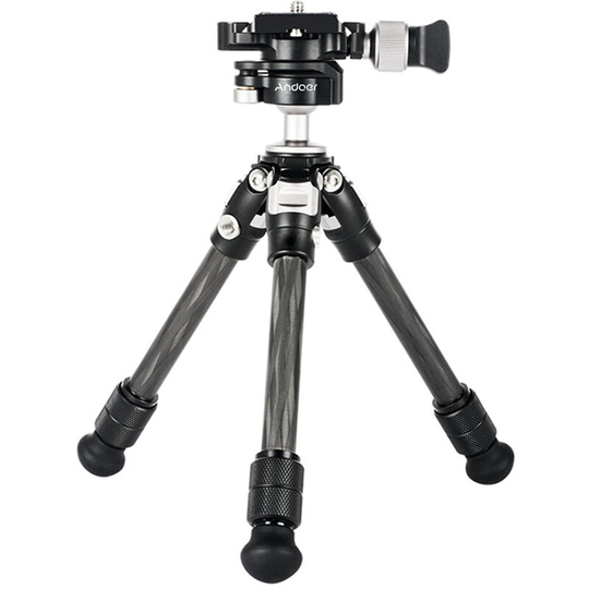 Andoer - W-132C Portable Desktop Tripod Stand Carbon Fiber 25.5cm/8.9in Max. Height 5kg Load Capacity with 360¡ã Rotatable Ballhead qr Plate for dslr