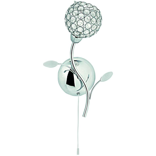 Searchlight Bellis - 1 Light Indoor Wall Lamp Flower Design Black Chrome And Glass, G9