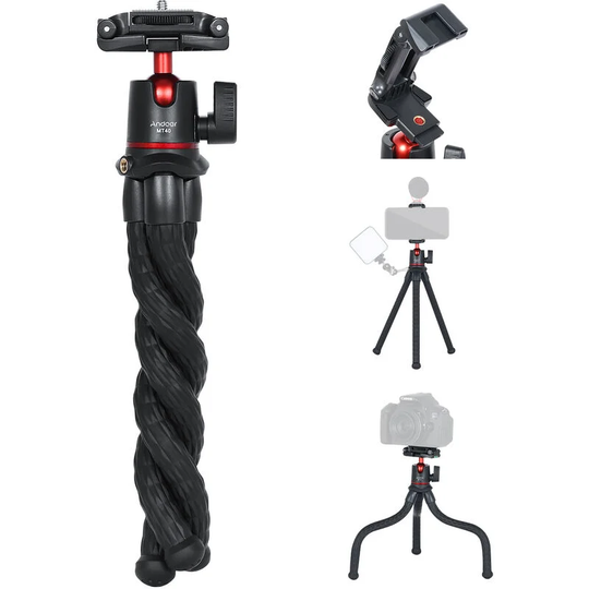 Andoer MT40 2in1 Octopus Tripod Stand,Desktop Vlog Bracket 360¡ãRotatabble,with 1/4 Inch Screw & Phone Holder