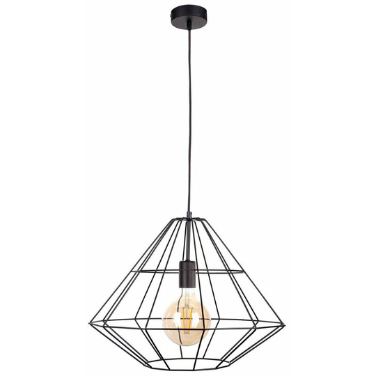 Keter Kira Wire Frame Pendant Ceiling Light Black, 52cm, 1x E27