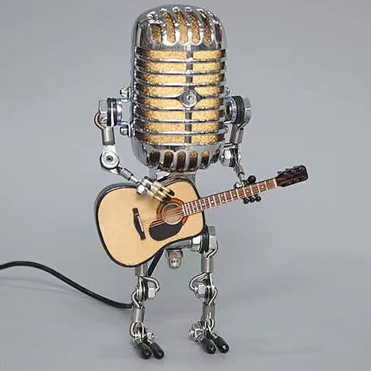 Desk Lamp,Handmade Vintage Microphone Guitar Robot Table Lamp LED Bulbs Wall Lamp Home Desktop Decoration - Height 8.5 inch,Width 4 inch and Depth 3