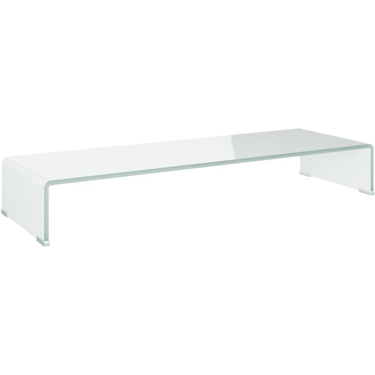 TV Stand/Monitor Riser Glass White 90x30x13 cm vidaXL - White
