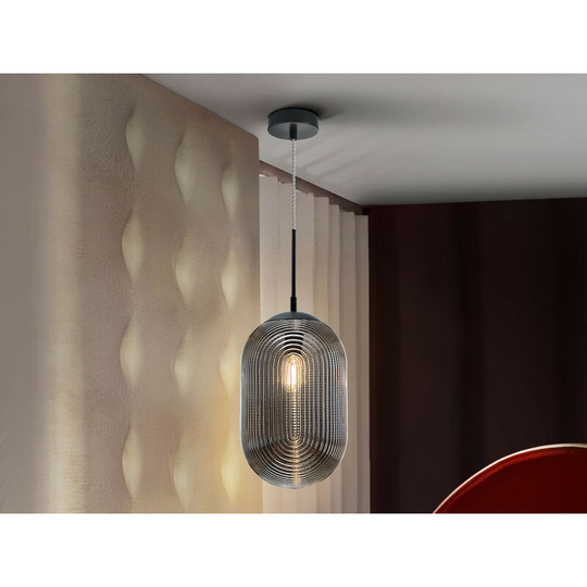 Schuller Lighting - Schuller Tensai Pendant Light with Smoky Pattern Engraved Glass