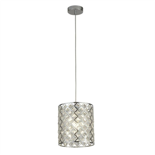 Searchlight Tennesse - 1 Light Round Pendant Chrome with Glass, E27
