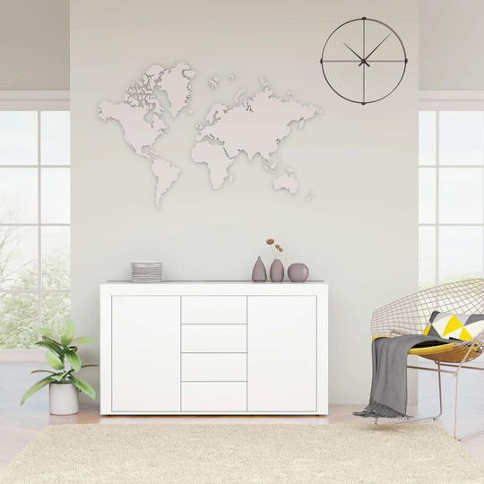 Sideboard High Gloss White 120x36x69 cm Chipboard - White