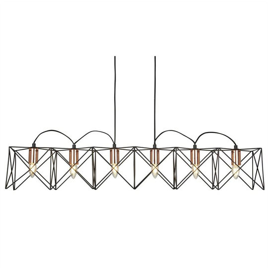 Searchlight Anthea - 6 Light Ceiling Pendant Bar Black, Copper, E27