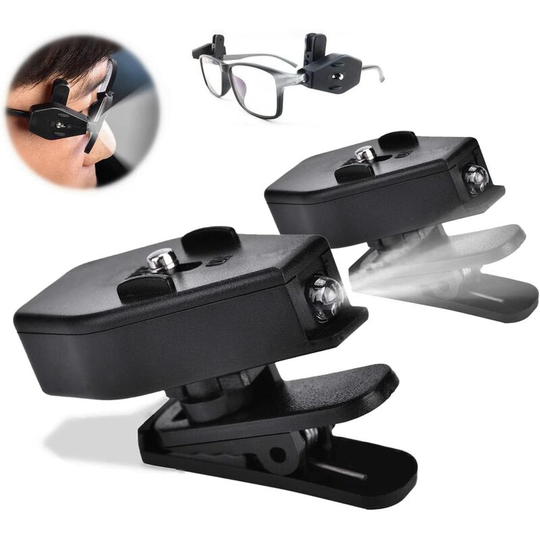 Aougo - Mini Reading Light, Clip-on Clip-on Lamp Clip-on Flashlight Clip-on Lamp for Night Maintenance of Reading Fishing Tackle (1 Pair)