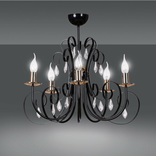 Emibig Foreman Black Multi Arm Semi Flush Ceiling light 5x E14