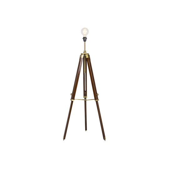 Qazqa - Vintage floor lamp brass tripod - Cortin - Brown