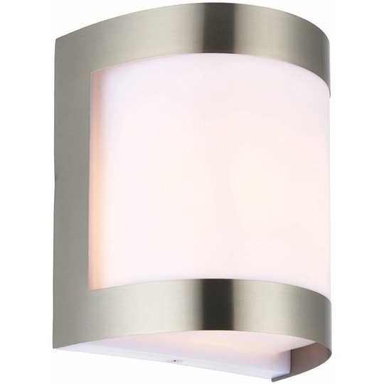 First Choice Lighting - Brushed Chrome Outdoor Wall Light - Brushed chrome plate and opal pc