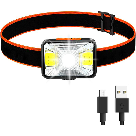 Aougo - Rechargeable Headlamp, 1800 Lux Super Bright Headlamp White & Red Lights with 5 Modes IPX5 Waterproof Hands-Free Headlamp for Fishing,