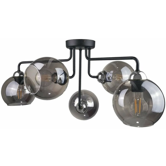Keter Cosmo Multi Arm Semi Flush Ceiling Light Black, Silver, 70cm, 5x E27