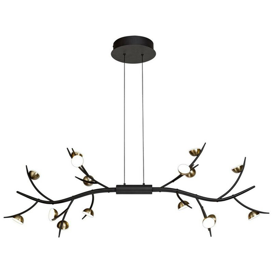 Luminosa Lighting - 16 Light Linear Ceiling Pendant, 16 x 3W led, 3000K, 2640lm, Black, Antique Brass