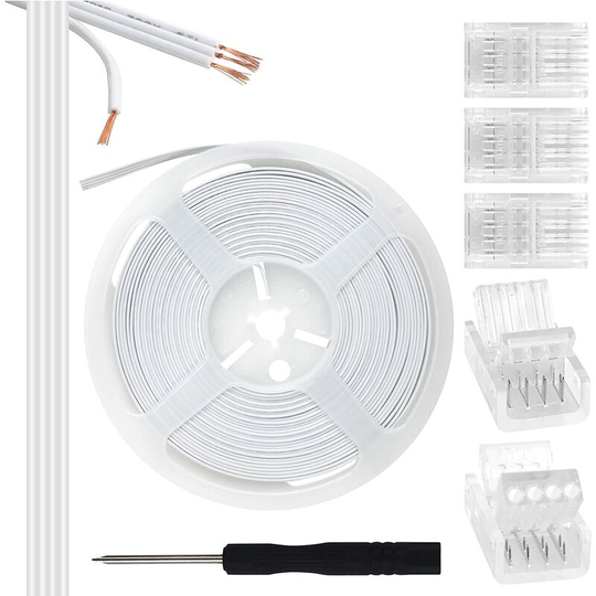 Aougo - Pin 10mm rgb led Strip Connector Kit, 5 Packs Crystal Strip Connectors with Screwdriver and 10m Cable for 10mm rgb 5050 2835 led Strip Light