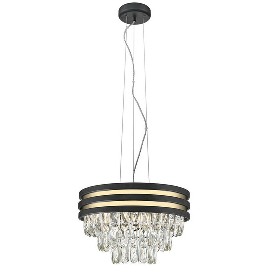 Zumaline Lighting - Zumaline Naica Crystal Pendant Ceiling Light, Matt Black, Metal, Clear, 4x E14