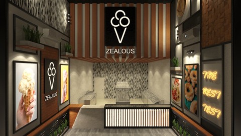 3Ds MAX & Vray - Design 3D Modern Shop Project in 4.5 hrs.
