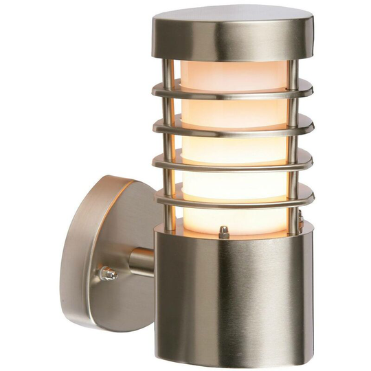 Endon Collection Lighting - Endon Bliss - 1 Light Outdoor Wall Light Brushed Stainless Steel, Frosted Polycarbonate IP44, E27