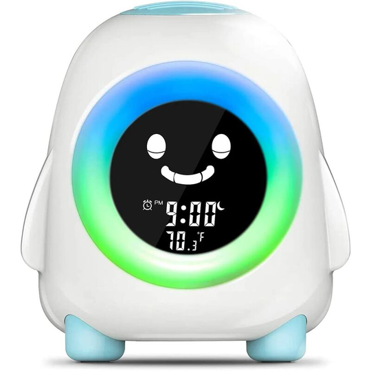 Aougo - Kids Alarm Clock, 5 Colors 5 Sounds Night Light Table Lamp Bedside Lamp Digital Alarm Clock Temperature Display Good Gift for Kid Baby