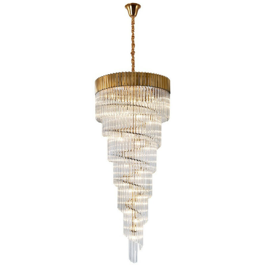 Luminosa Pendant Round 7 Tier 31 Light E14, Brass, Clear Glass, Item Weight: 92.7kg