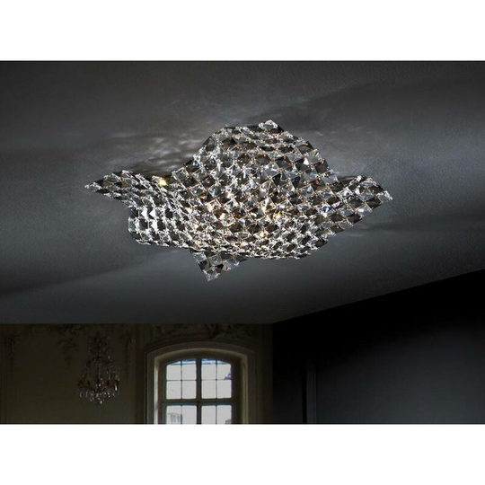 Schuller Sat - 4 Light Crystal Flush Ceiling Light Chrome, G9