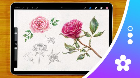 Rosen digital malen & zeichnen S-Art School Motiv-Kurs