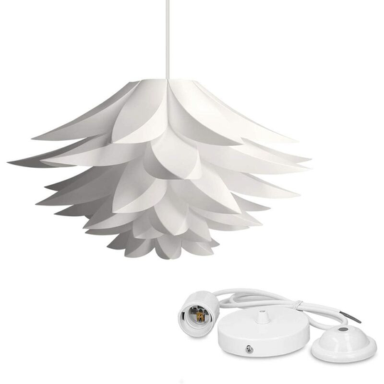 Aougo - Lotus Shade - Pendant Base for Mounting - Ceiling Light - E27 Socket Kit with Ceiling Mount - 50cmX30cm (White)