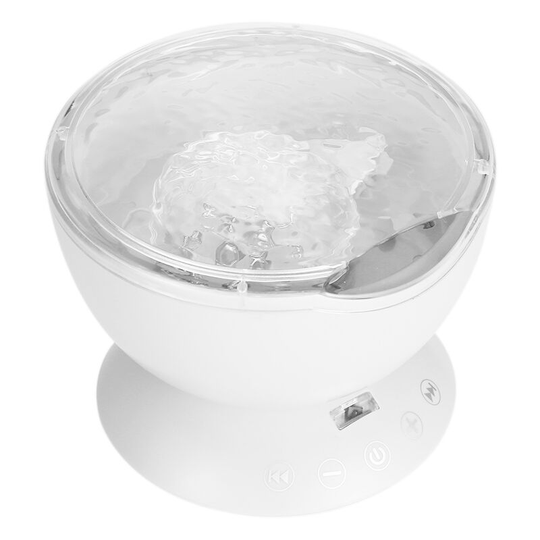 Multicolor Ocean Wave Light Projector Nightlight with Mini Music Player for Living Room and Bedroom Novelty Baby Lamp White