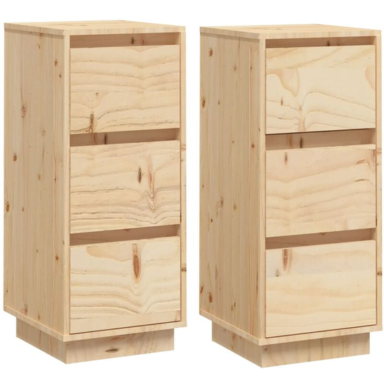 Sideboards 2 pcs 32x34x75 cm Solid Wood Pine Vidaxl Brown