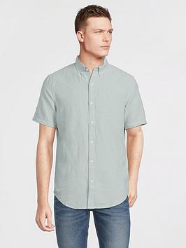 Superdry Studios Linen Short Sleeve Shirt - Blue, Blue, Size S, Men